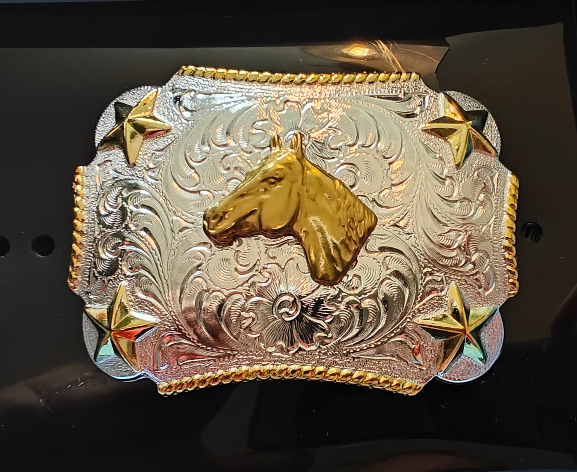 Rechthoekige buckle met paardenhoofd