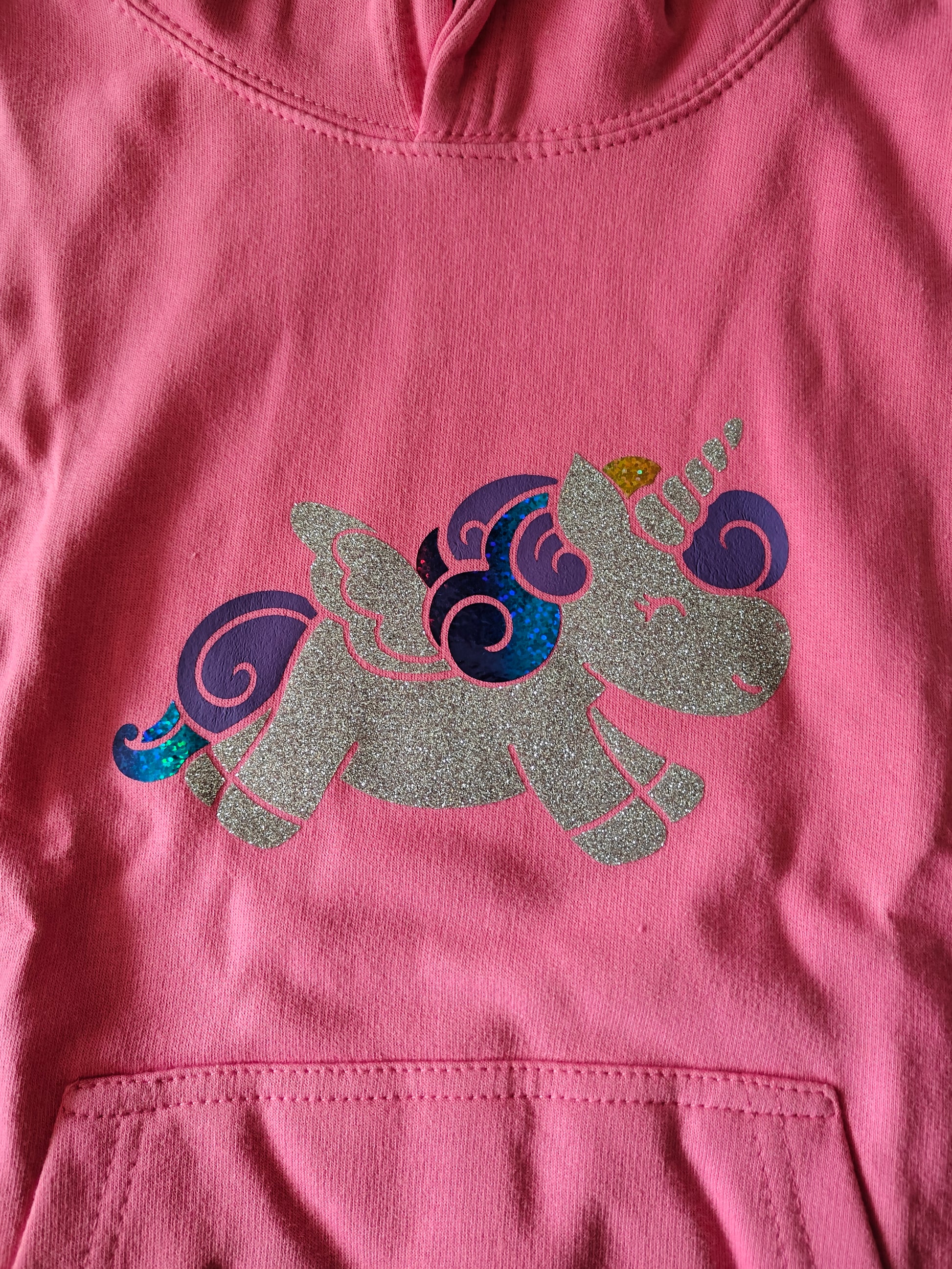 Kids Hoodie roze met unicorn maat 9 - 11 jaar