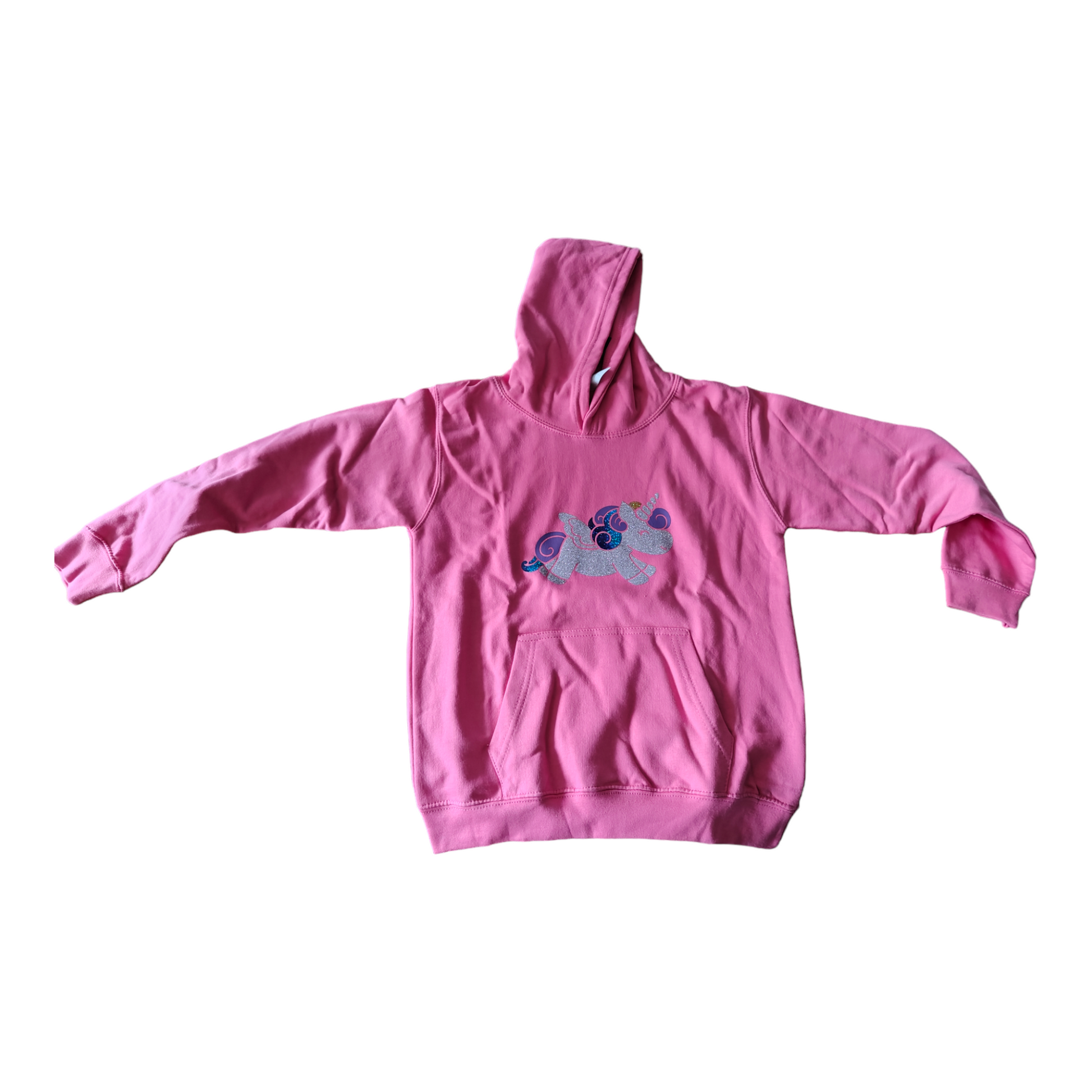 Kids Hoodie roze met unicorn maat 9 - 11 jaar