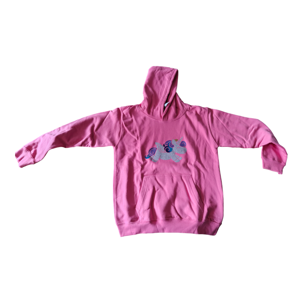 Kids Hoodie roze met unicorn maat 9 - 11 jaar